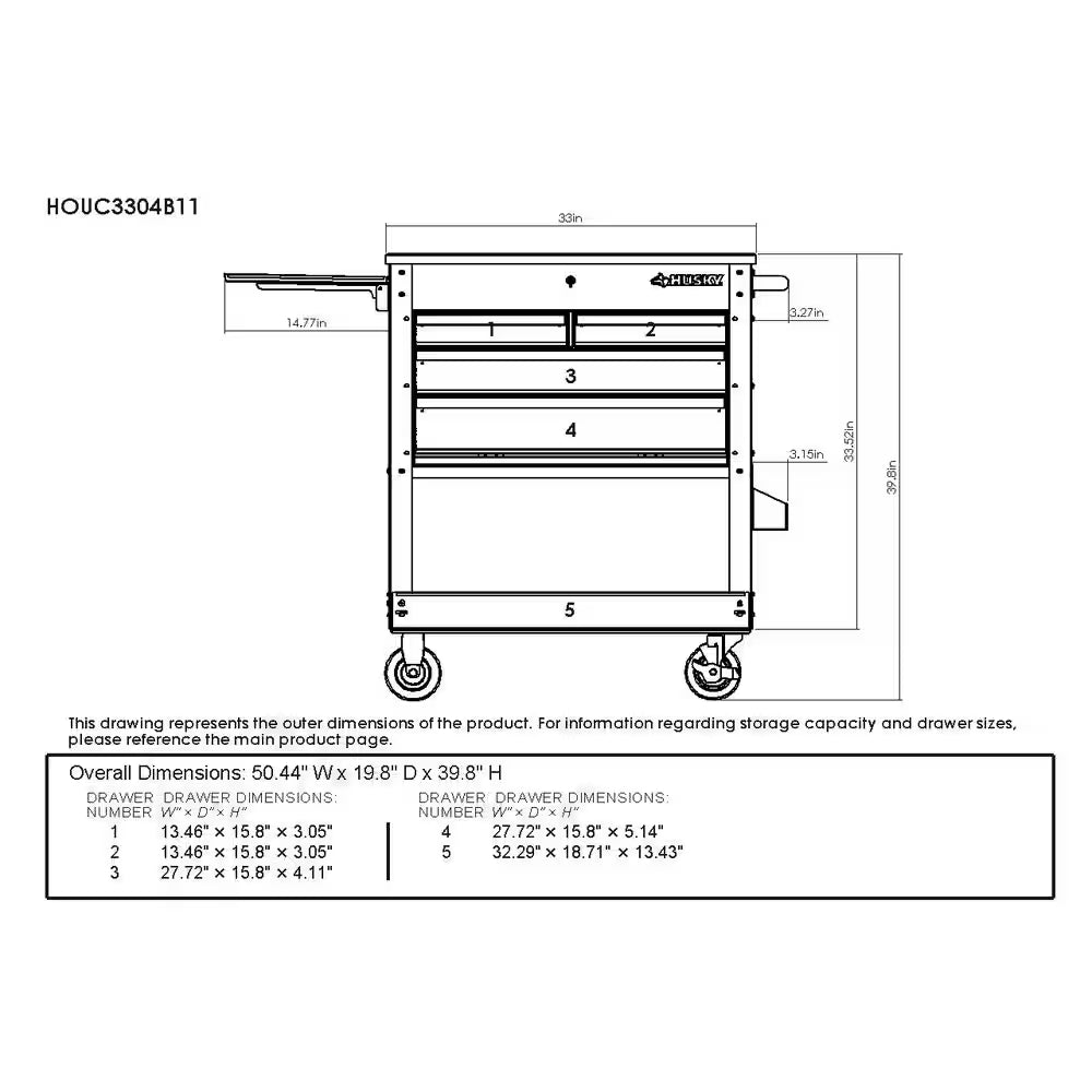 Tool Storage 33 In. W Mechanics Cart with Extended Side Table and Bottle Tray