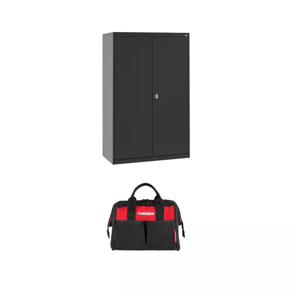 Elite Series 46 In. X 72 In. X 24 In. Steel Garage Cabinet and 12 In. 4 Pocket Zippered Tool Bag Combo