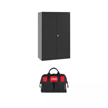 Elite Series 46 In. X 72 In. X 24 In. Steel Garage Cabinet and 12 In. 4 Pocket Zippered Tool Bag Combo