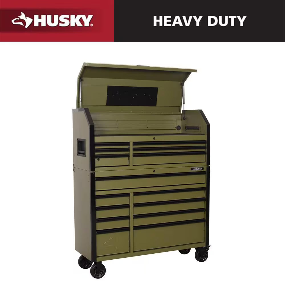 Tool Storage 52 In. W X 20 In. D Heavy Duty Rolling Tool Chest Combo in Matte Black