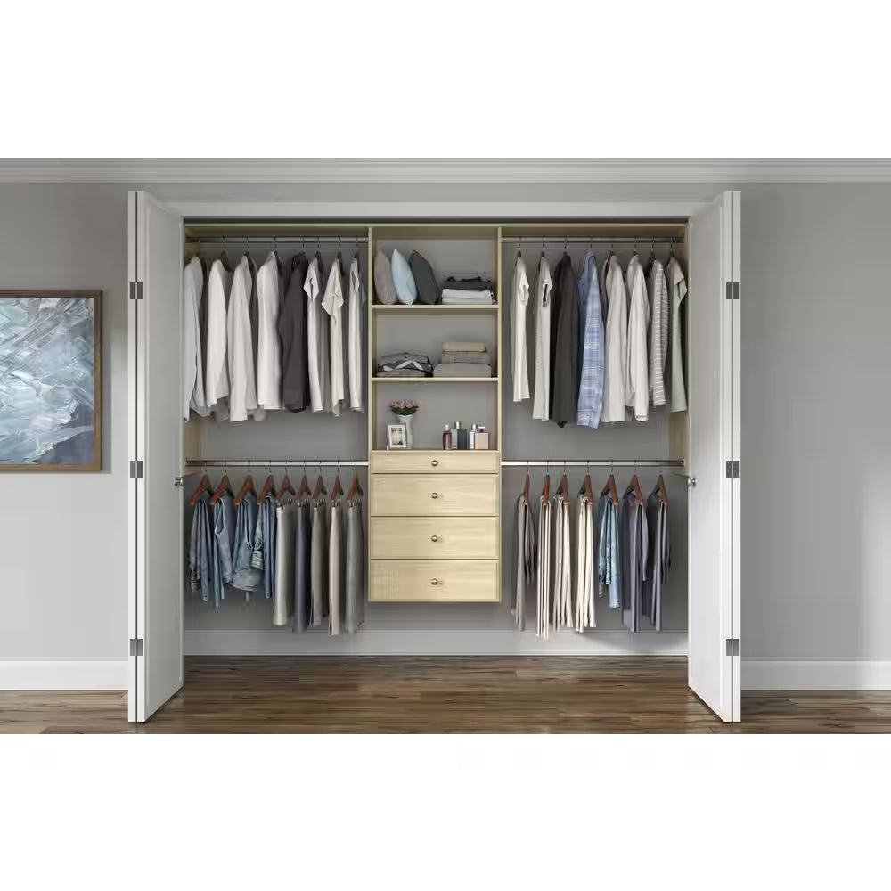 Ultimate 60 In. W - 96 In. W Tower Wall Mount 6-Shelf Wood Closet System