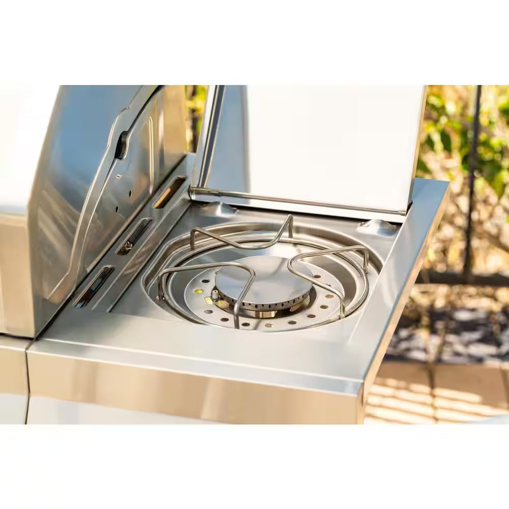 4 Burner Stainless Steel Propane Gas Grill with Side Burner