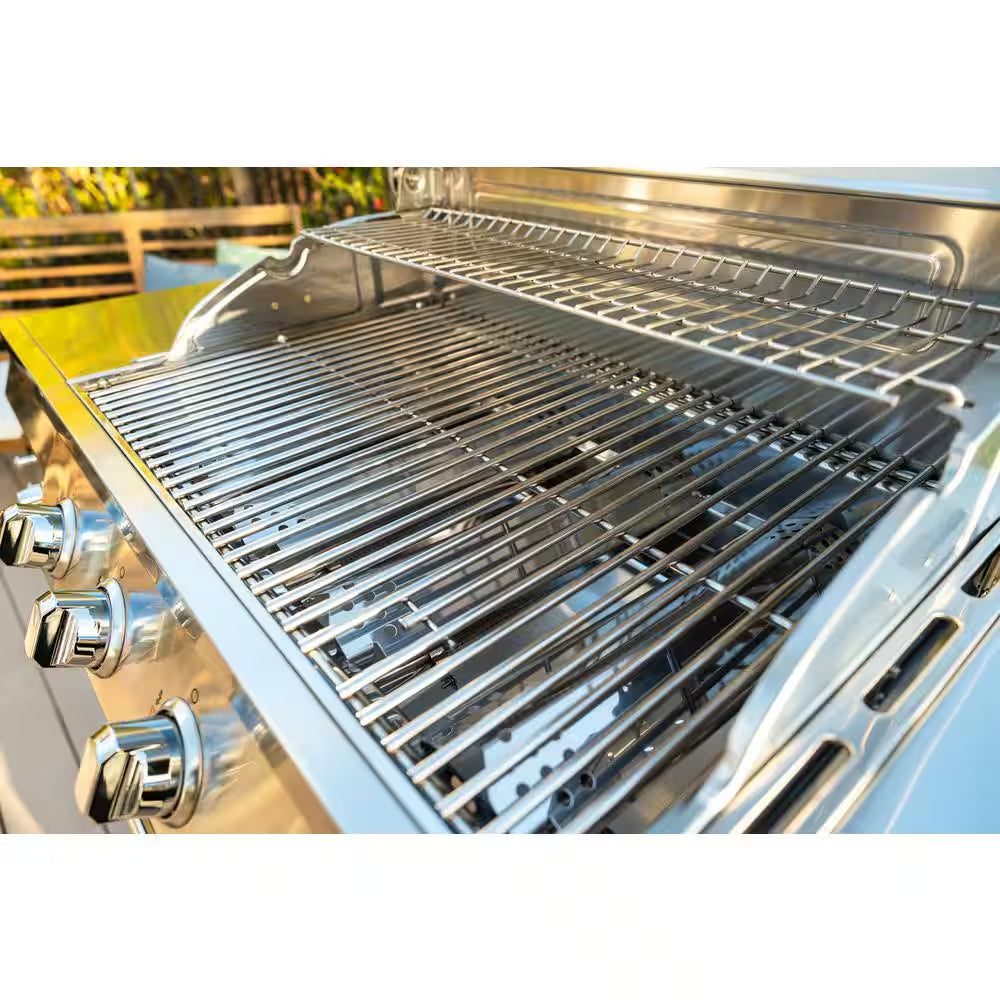 4 Burner Stainless Steel Propane Gas Grill with Side Burner