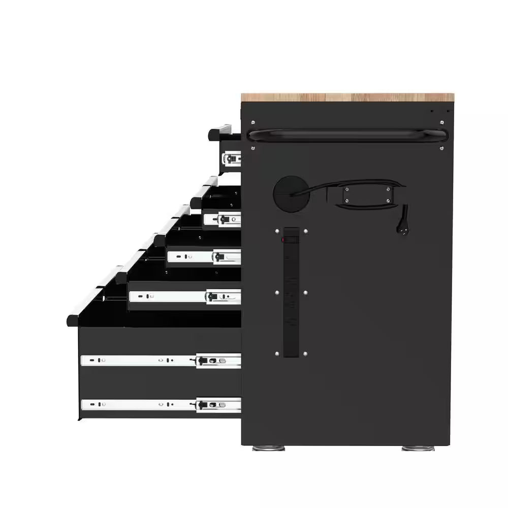 Tool Storage 46 In. W X 18 In. D 9-Drawer Mobile Workbench Cabinet in Gloss Black