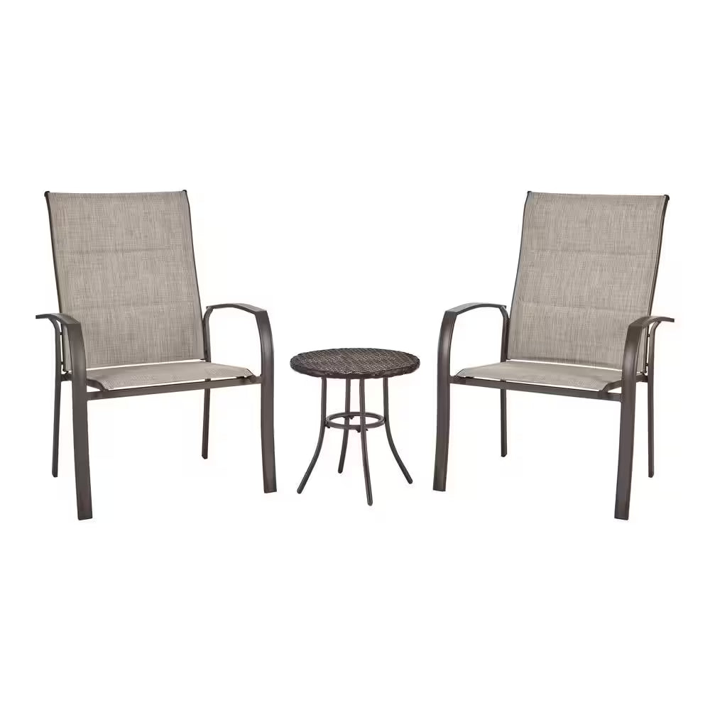 Oversized Padded Sling Stack Outdoor Dining Chair in Riverbed