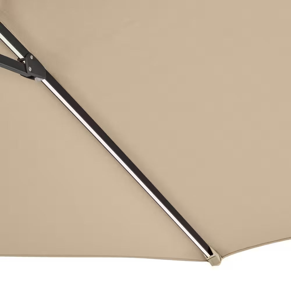 11 Ft. Aluminum Cantilever Solar LED Offset Patio Umbrella in Putty Beige