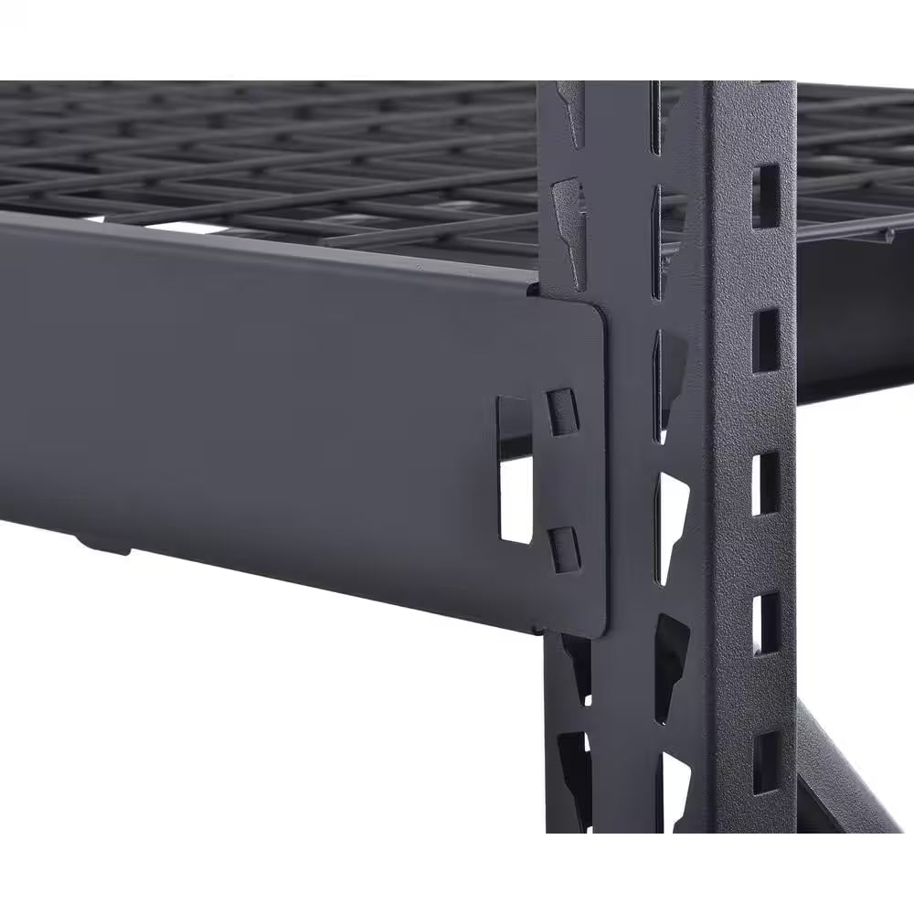 4-Shelf Metal Industrial Duty Freestanding Garage Storage Shelving Unit in Black (77 In. W X 72 In. H X 24 In. D)