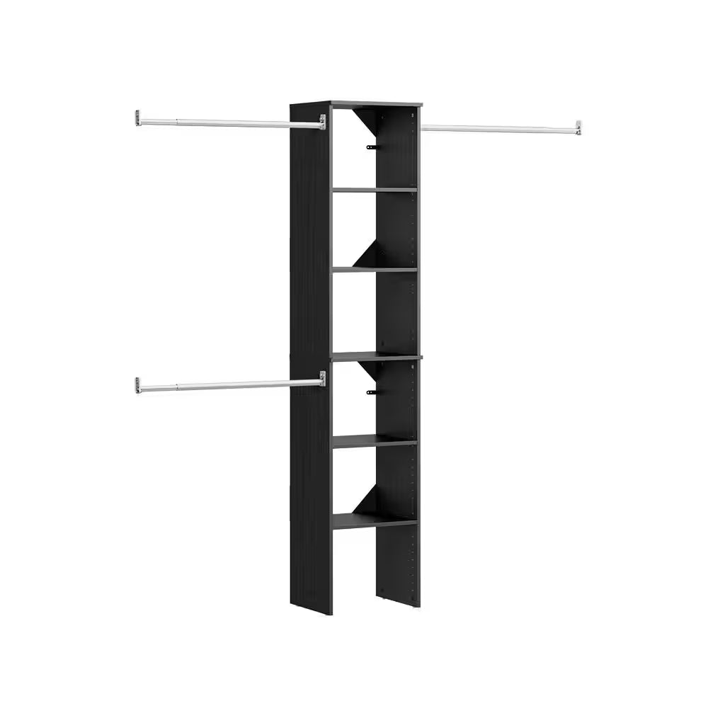 Style+ 72 In. W - 113 In. W White Narrow Wood Closet System