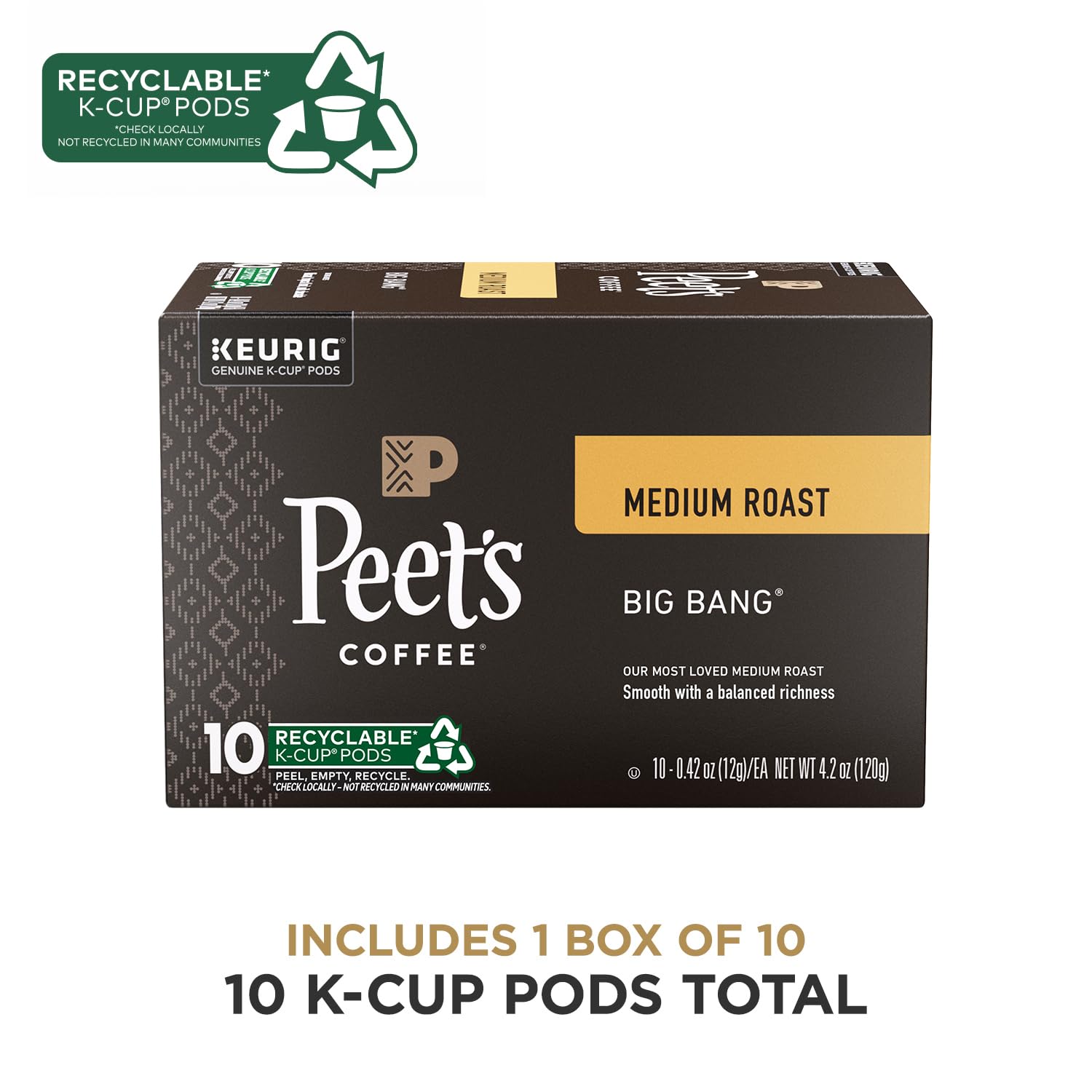 Peet's Coffee, Medium Roast Keurig K-Cup Pods - Café Domingo 54 Count (1 Box of 54 Pods)