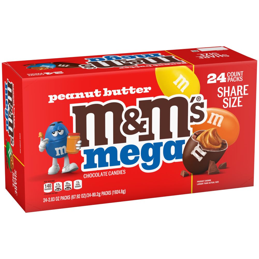 M&M'S Peanut Chocolate Candy, Full Size 1.74 oz Bag, Pack of 48 Bulk Candy Chocolate