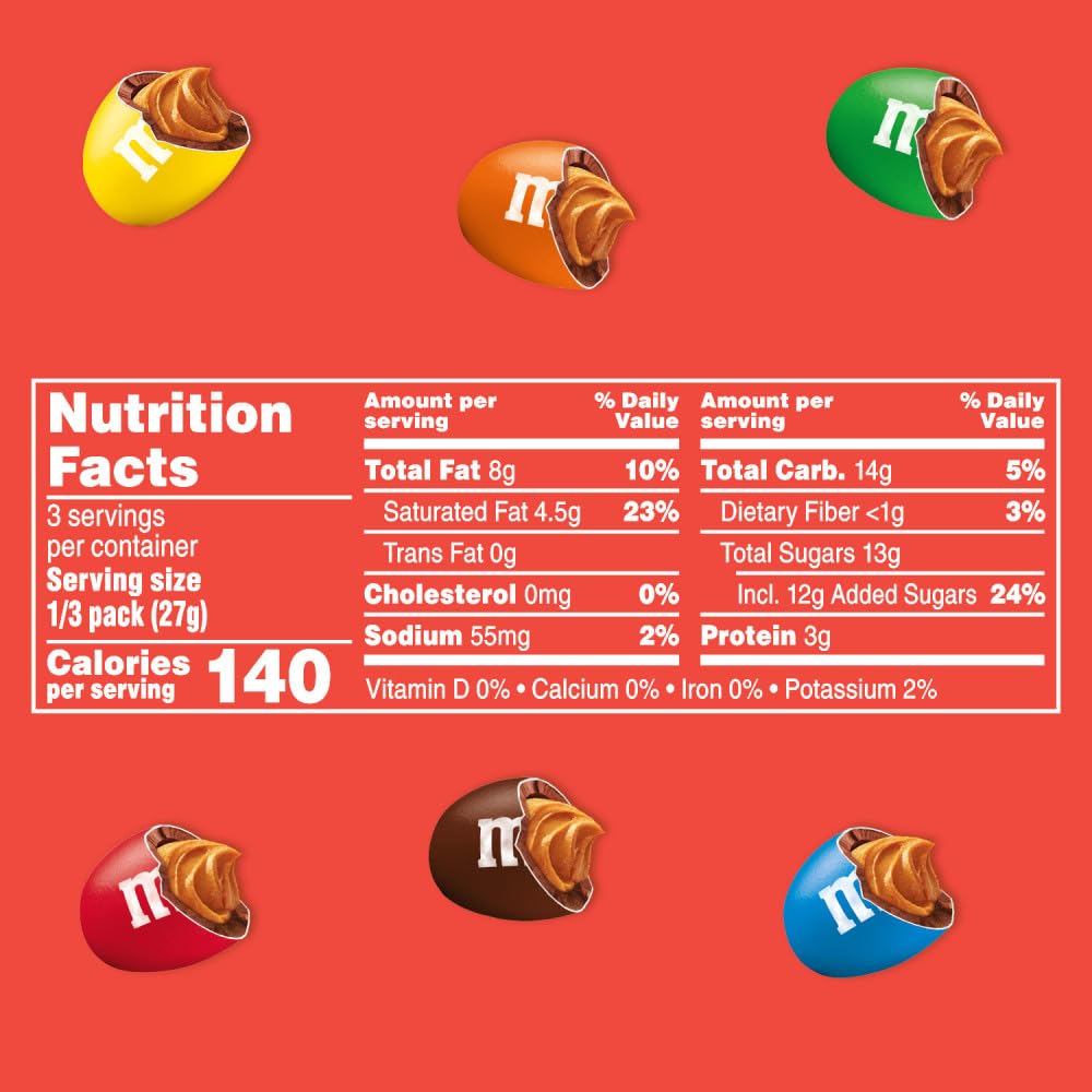 M&M'S Peanut Chocolate Candy, Full Size 1.74 oz Bag, Pack of 48 Bulk Candy Chocolate
