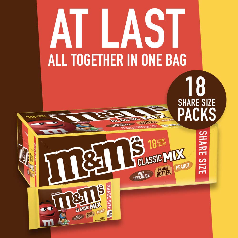 M&M'S Peanut Chocolate Candy, Full Size 1.74 oz Bag, Pack of 48 Bulk Candy Chocolate