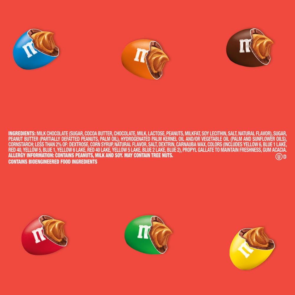 M&M'S Peanut Chocolate Candy, Full Size 1.74 oz Bag, Pack of 48 Bulk Candy Chocolate