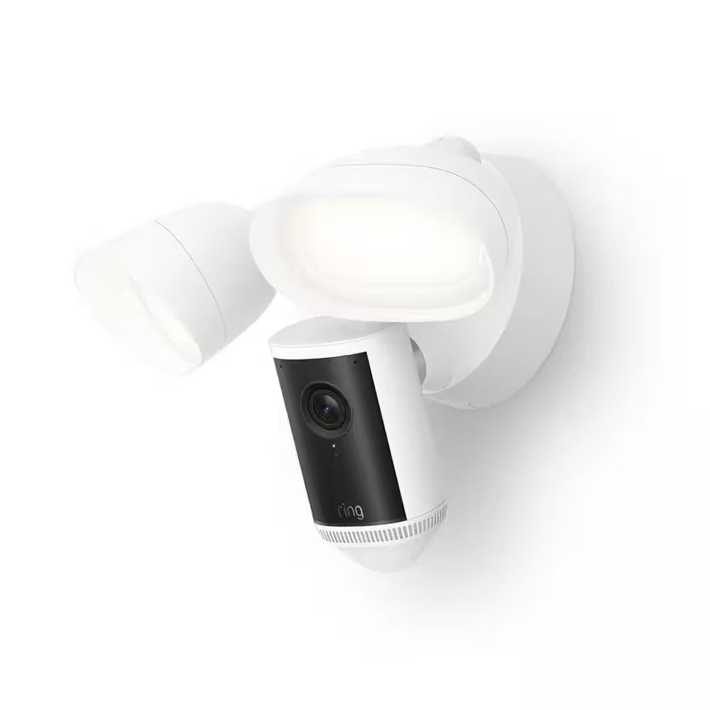 Floodlight Cam Pro Wired Security Camera with 2K Video,  Vision, 2 LED Lights, and 3D Motion Detection - Black