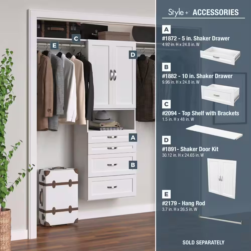 Style+ 25 In. W White Hanging Wood Closet Tower
