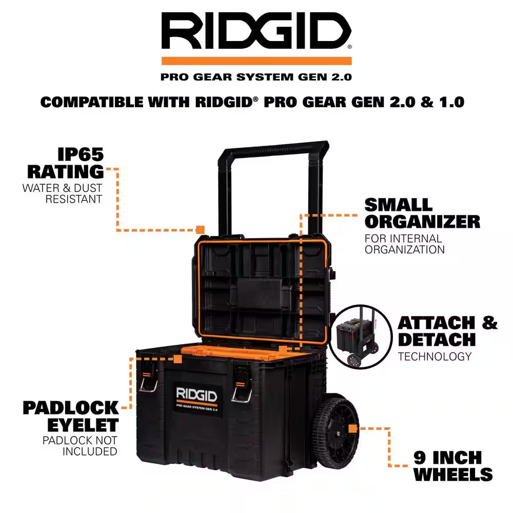 Pro Gear System Gen 2.0 Stackable 25 in All Terrain Rolling Tool Box with 9 In. Wheels