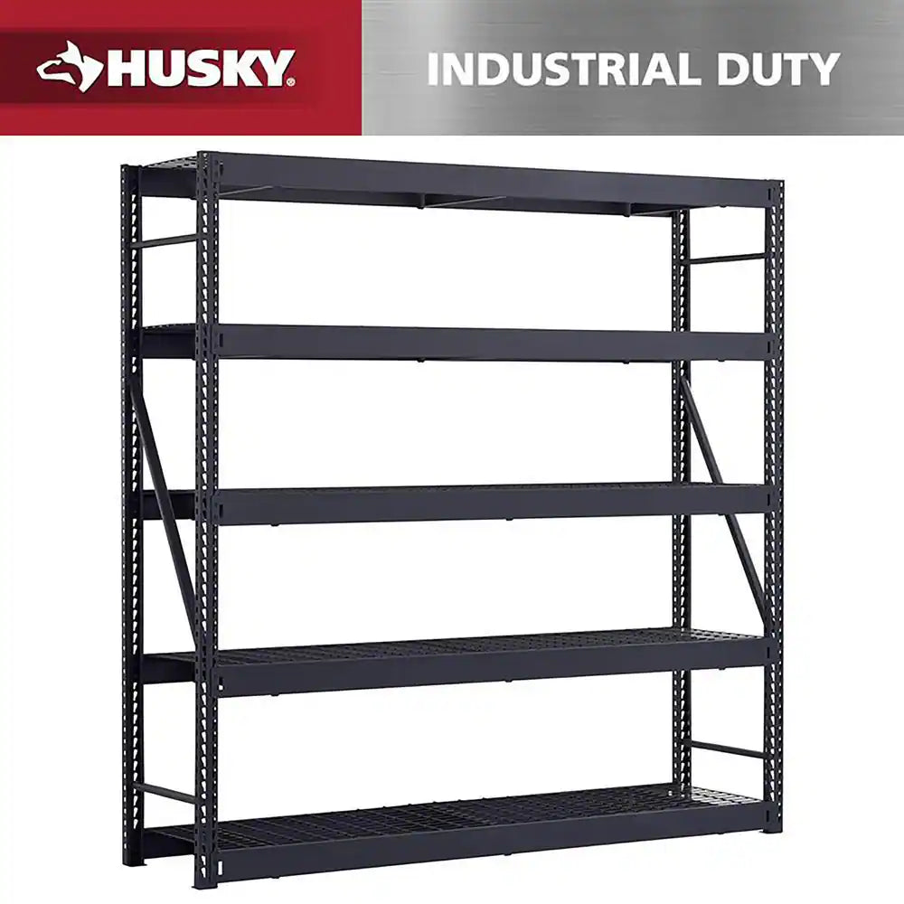 4-Shelf Metal Industrial Duty Freestanding Garage Storage Shelving Unit in Black (77 In. W X 72 In. H X 24 In. D)