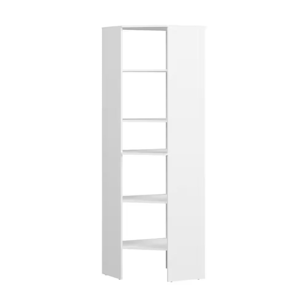 Style+ 25 In. W White Corner Wood Closet Tower