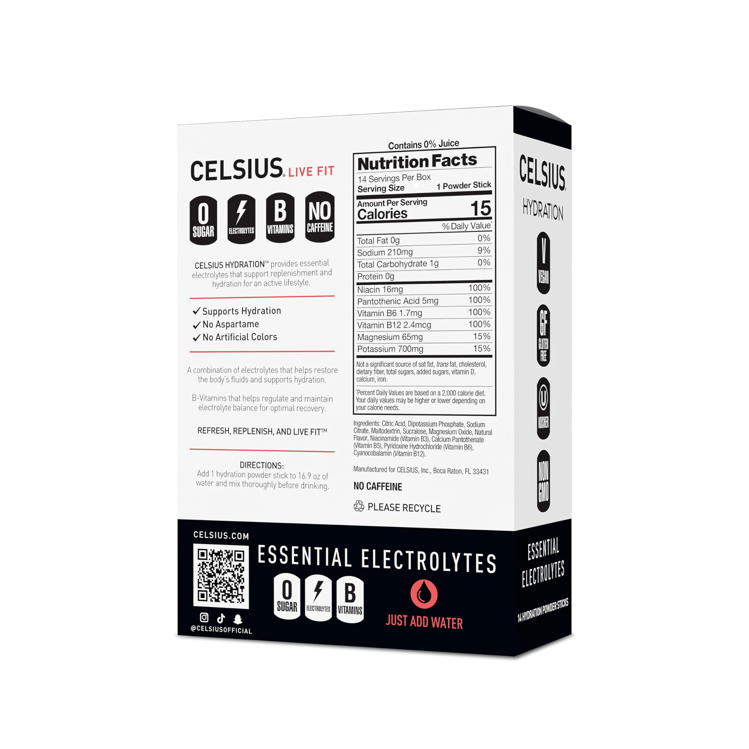 Celsius Hydration™ Blue Razz, Sugar Free Electrolyte Hydration Drink Mix (Pack of 14)