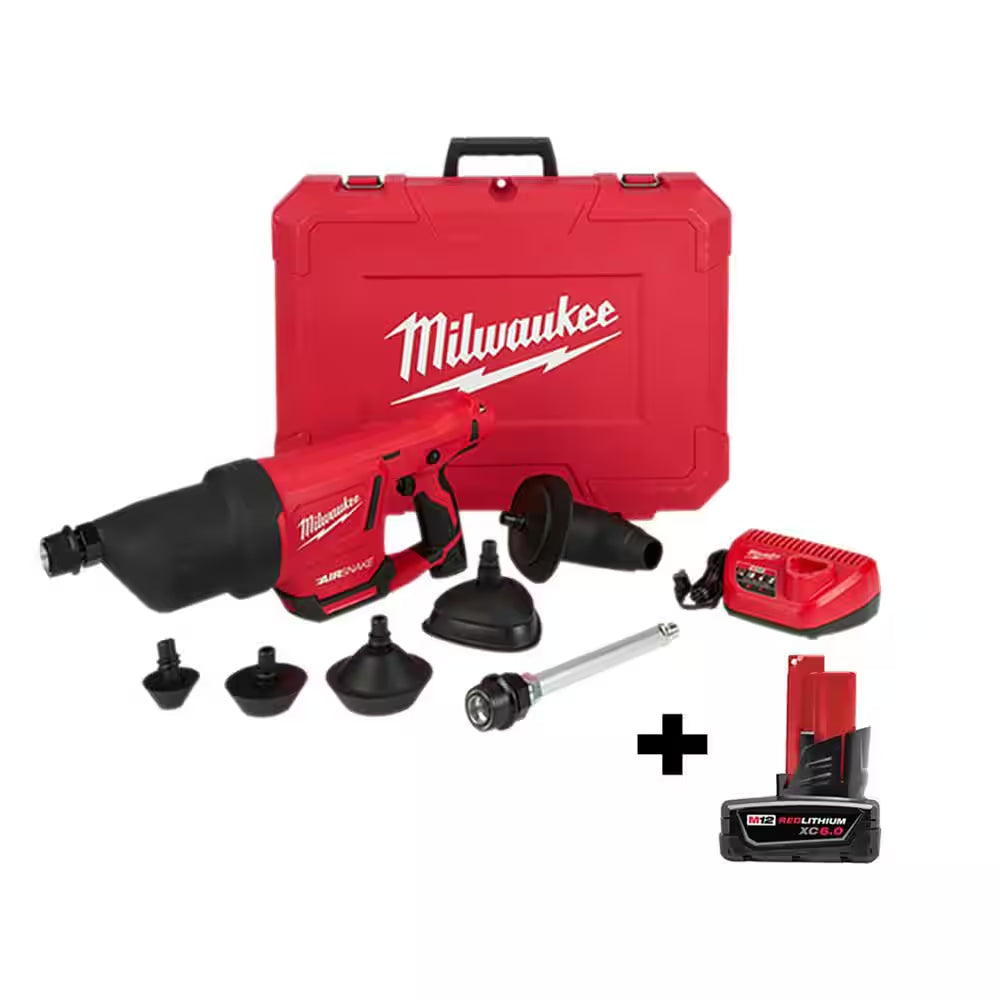 M12 12V Lithium-Ion Cordless Drain Cleaning Airsnake Air Gun Kit with M12 HACKZALL Reciprocating Saw