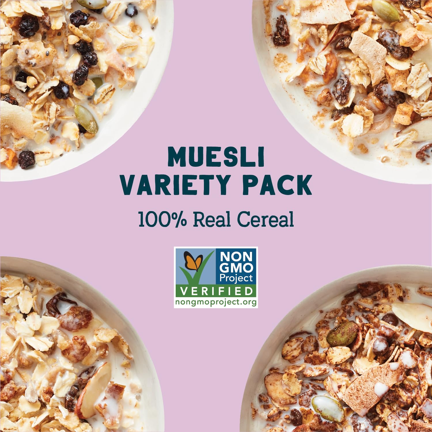 Seven Sundays Muesli Cereal Variety Pack - 4 Count, 12 Oz Bag - Certified Gluten Free Muesli - Non GMO, No Refined Sugar and Kosher