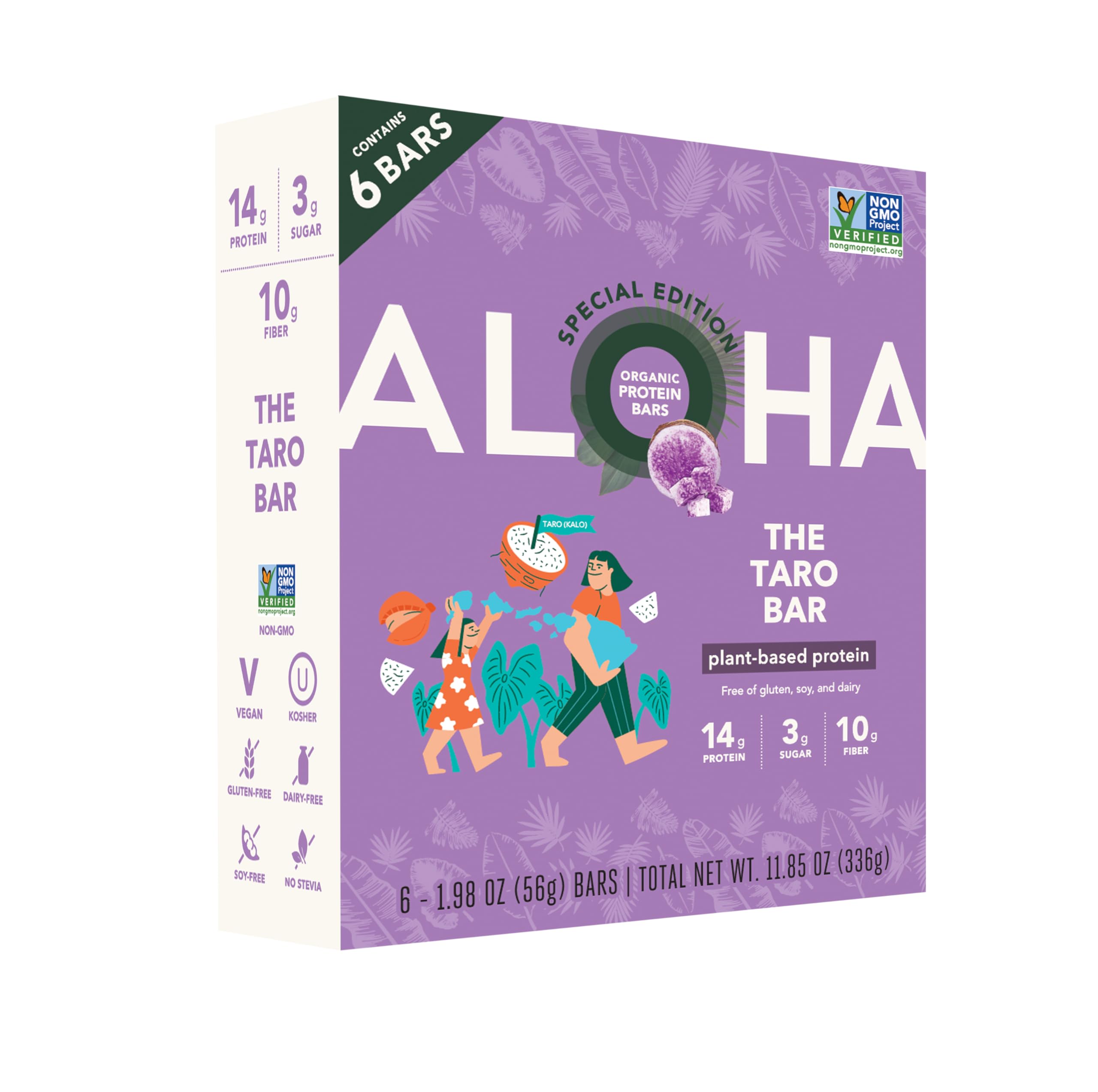 ALOHA Organic Plant Based Protein Bars |Peanut Butter Chocolate Chip | 1.98 Oz (Pack of 12) | Vegan, Low Sugar, Gluten Free, Paleo, Low Carb, Non-GMO, Stevia Free, Soy Free, No Sugar Alcohols