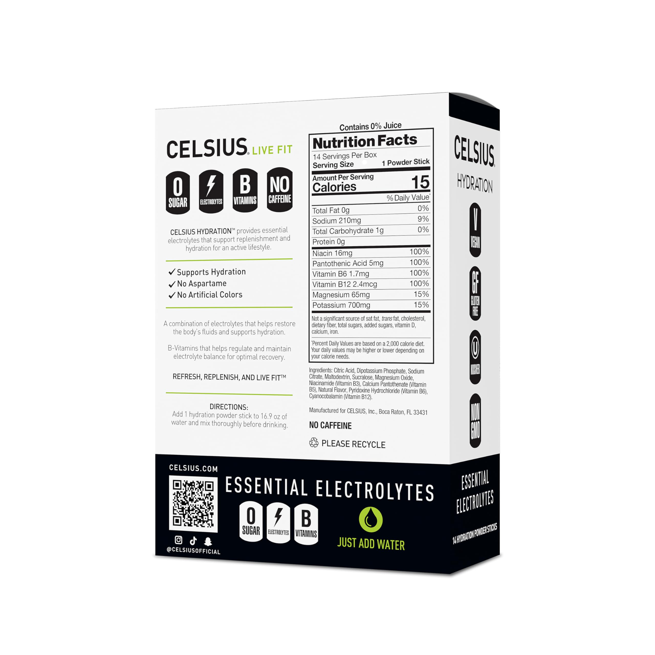 Celsius Hydration™ Blue Razz, Sugar Free Electrolyte Hydration Drink Mix (Pack of 14)