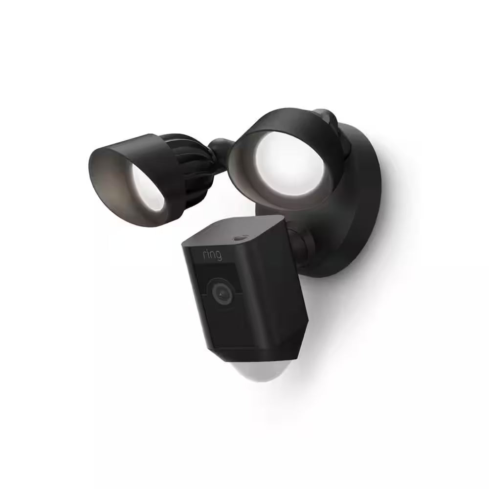 Floodlight Cam Pro Wired Security Camera with 2K Video,  Vision, 2 LED Lights, and 3D Motion Detection - Black