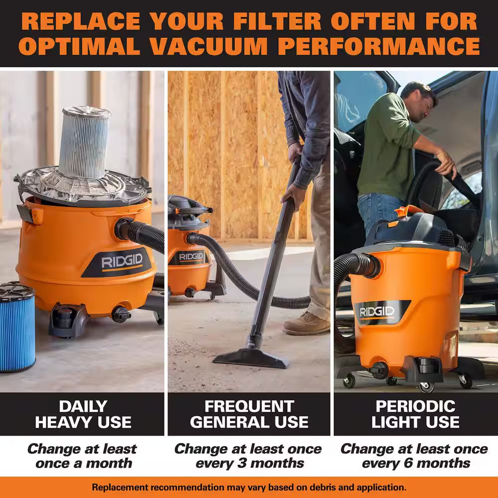 16 Gal. 5.0 Peak HP NXT Shop Vacuum Wet Dry Vac with General Debris Filter, Locking Hose and Attachments HD1640
