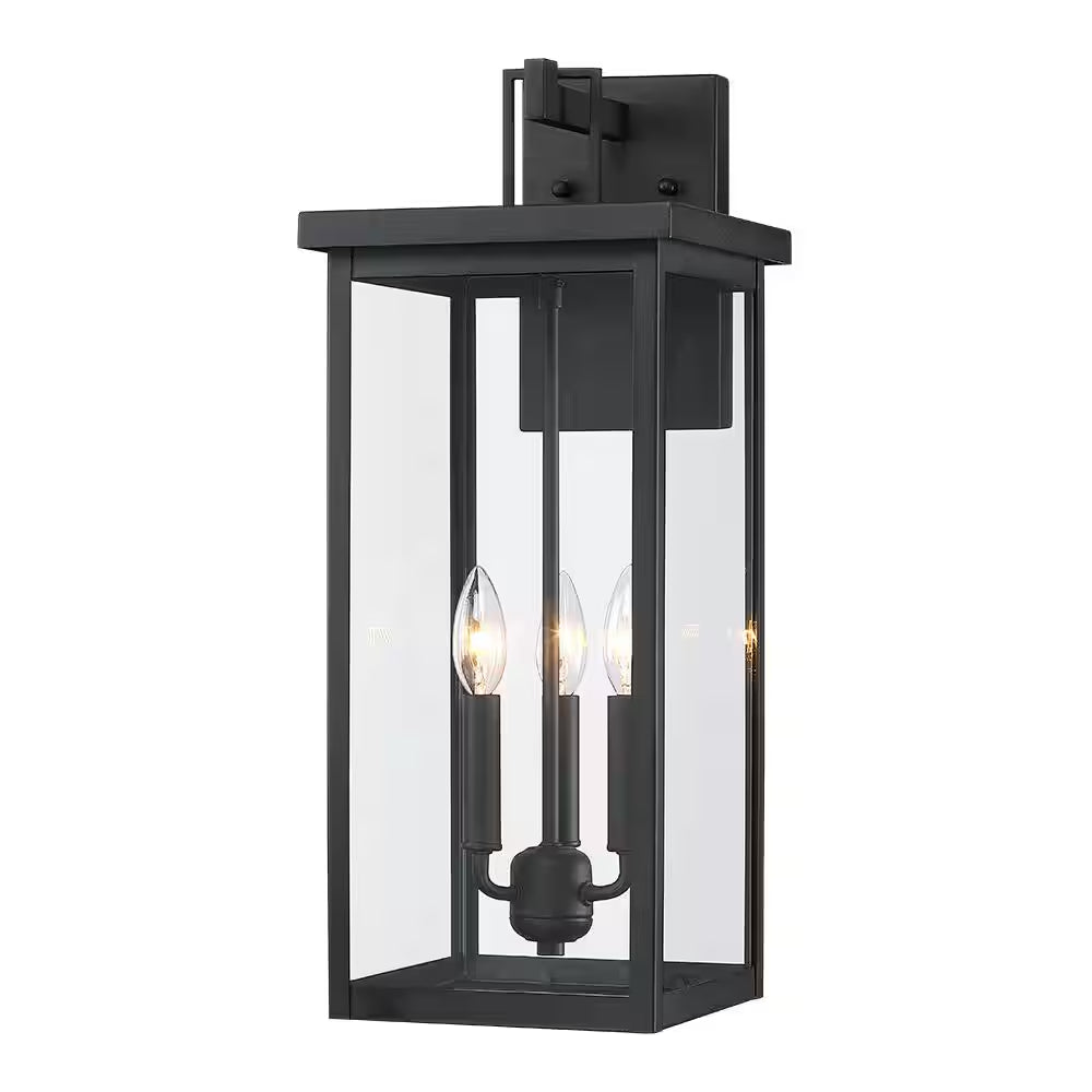 Trevot 3-Light 22.5 In. Large Black Outdoor Wall Lantern Sconce