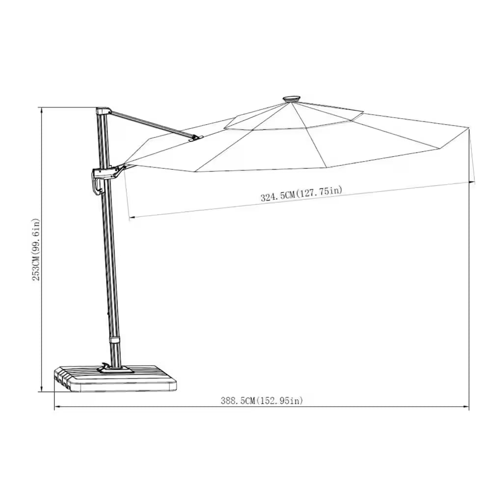11 Ft. Aluminum Cantilever Solar LED Offset Patio Umbrella in Putty Beige