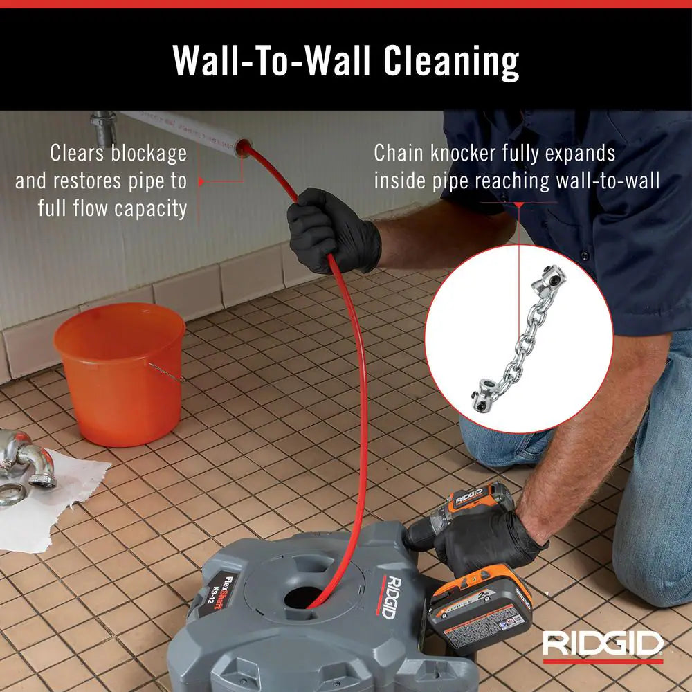 K9-12 Flexshaft Wall-To-Wall Drain Cleaner, 1/4 In. X 30 Ft. Cleans 1-1/4 In. to 2 In. Pipes to Full Flow Capacity