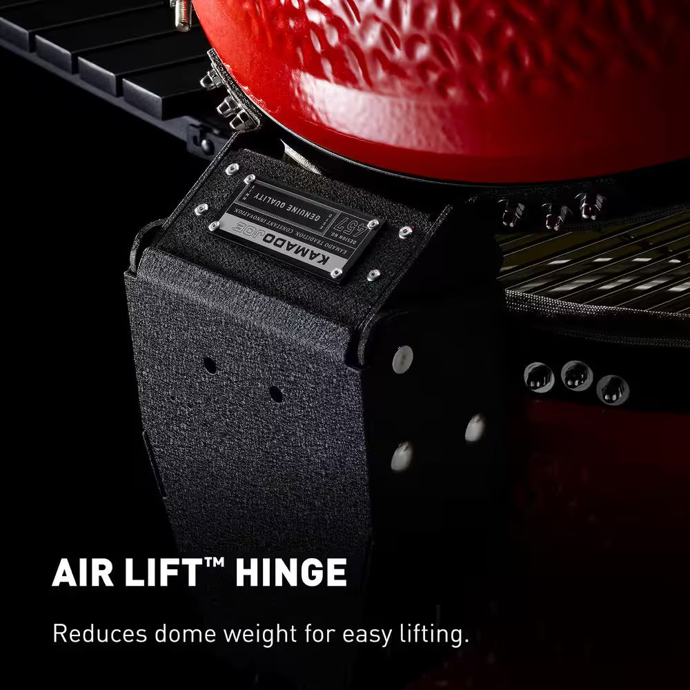 Classic Joe III 18 In. Charcoal Grill in Red with Cart, Side Shelves, Grate Gripper, and Ash Tool