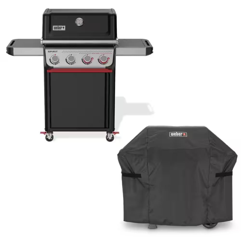 Spirit E-425 4-Burner Liquid Propane Gas Grill in Titanium with Premium Grill Cover