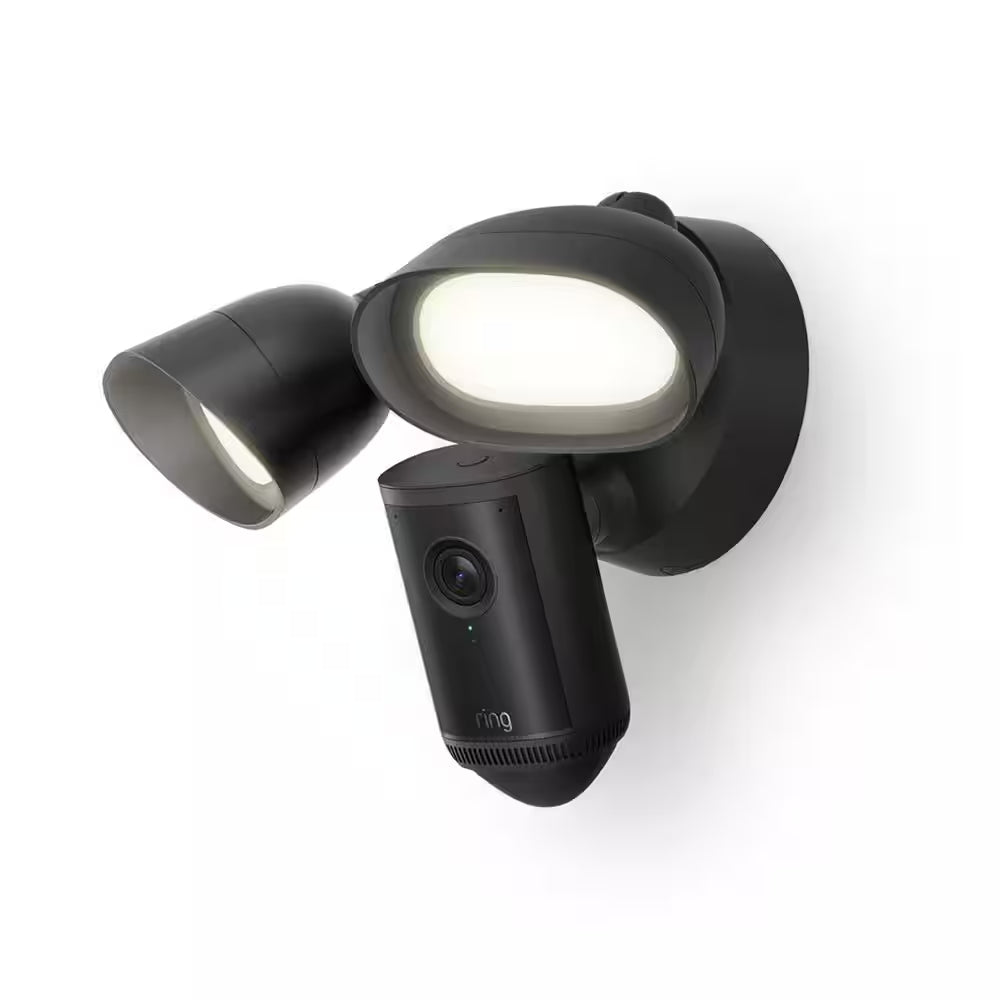 Floodlight Cam Pro Wired Security Camera with 2K Video,  Vision, 2 LED Lights, and 3D Motion Detection - Black