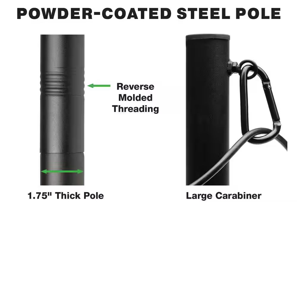 10 Ft. Premium String Light Pole and Large 14 In. Natural Wooden Planter Box Set
