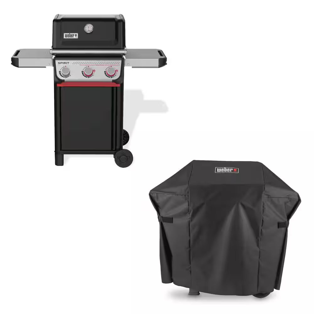 Spirit E-325 3-Burner Propane Gas Grill in Black with Powerful Boost Burners