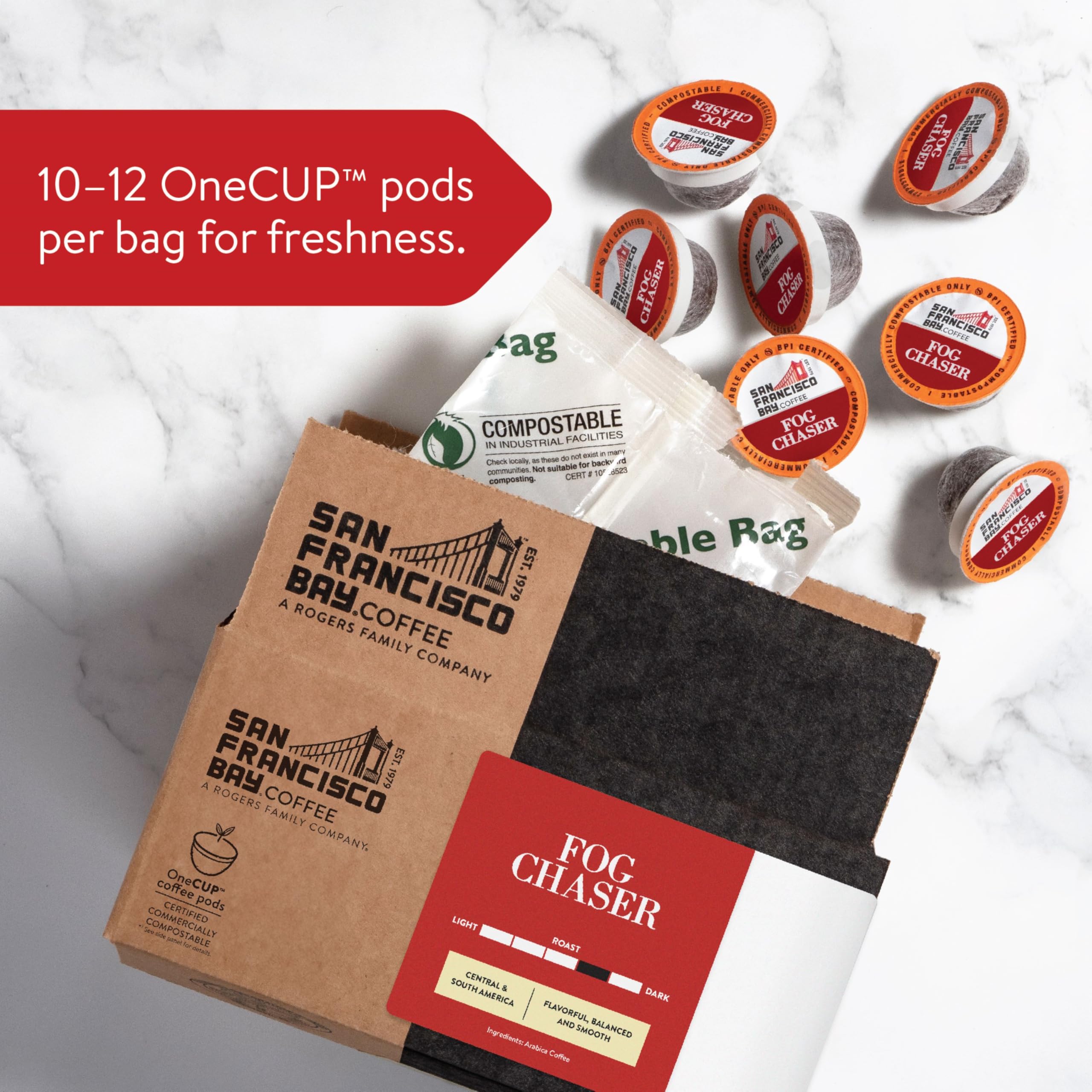 SAN FRANCISCO BAY SF Coffee OneCUP /Dark Roast Compostable Coffee Pods, K Cup Compatible Including Keurig 2.0 (Packaging May Vary), French Roast, 80 Count (Pack of 1)