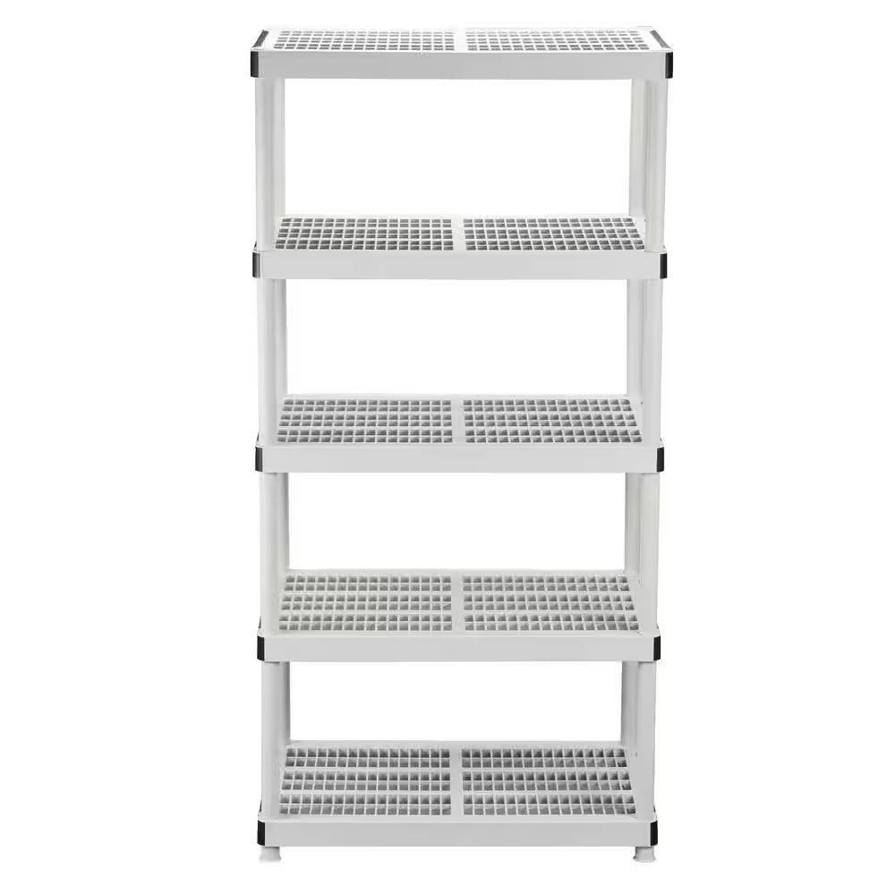 5-Tier Easy Assembly Multi-Purpose Plastic Garage Storage Shelving Unit in Gray (36 In. W X 72 In. H X 24 In. D)