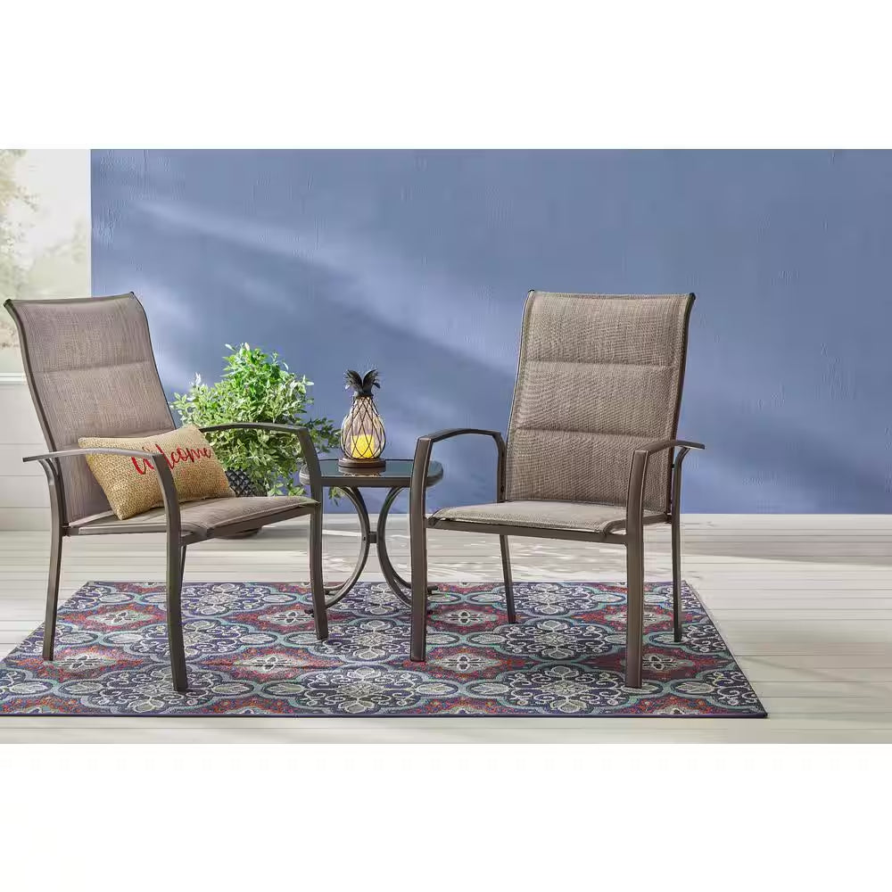 Oversized Padded Sling Stack Outdoor Dining Chair in Riverbed