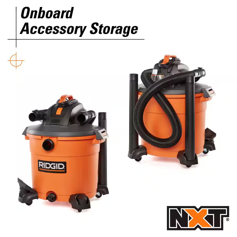 16 Gal. 5.0 Peak HP NXT Shop Vacuum Wet Dry Vac with General Debris Filter, Locking Hose and Attachments HD1640