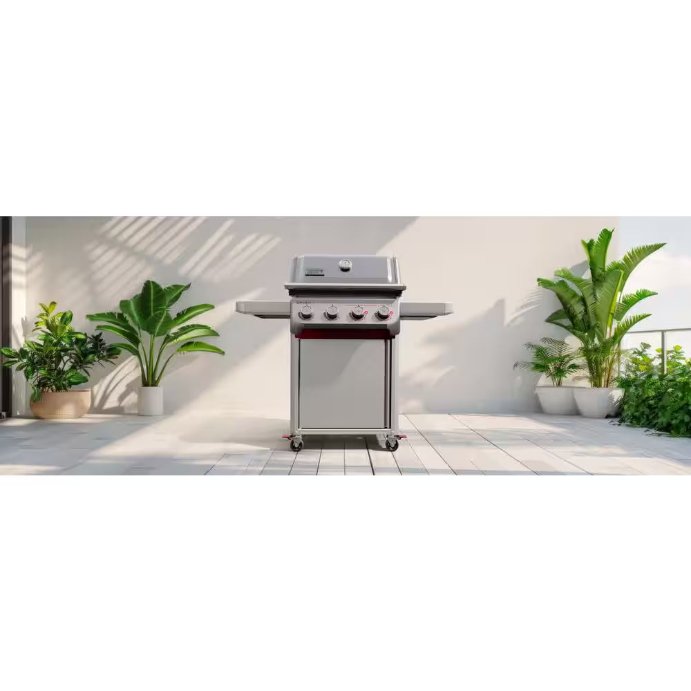 Spirit E-425 4-Burner Liquid Propane Gas Grill in Titanium with Premium Grill Cover