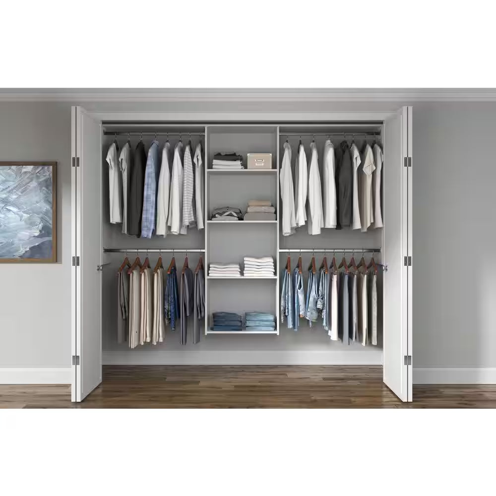 Essential plus 60 In. W - 96 In. W White Wood Closet System