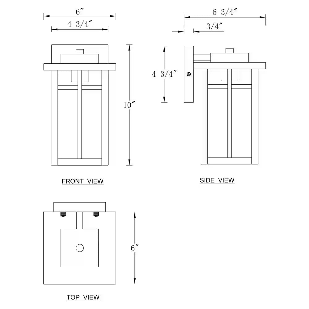 Matte Black Outdoor Hardwired Wall Lantern Sconces with Water Glass, No Bulbs Included (2-Pack)