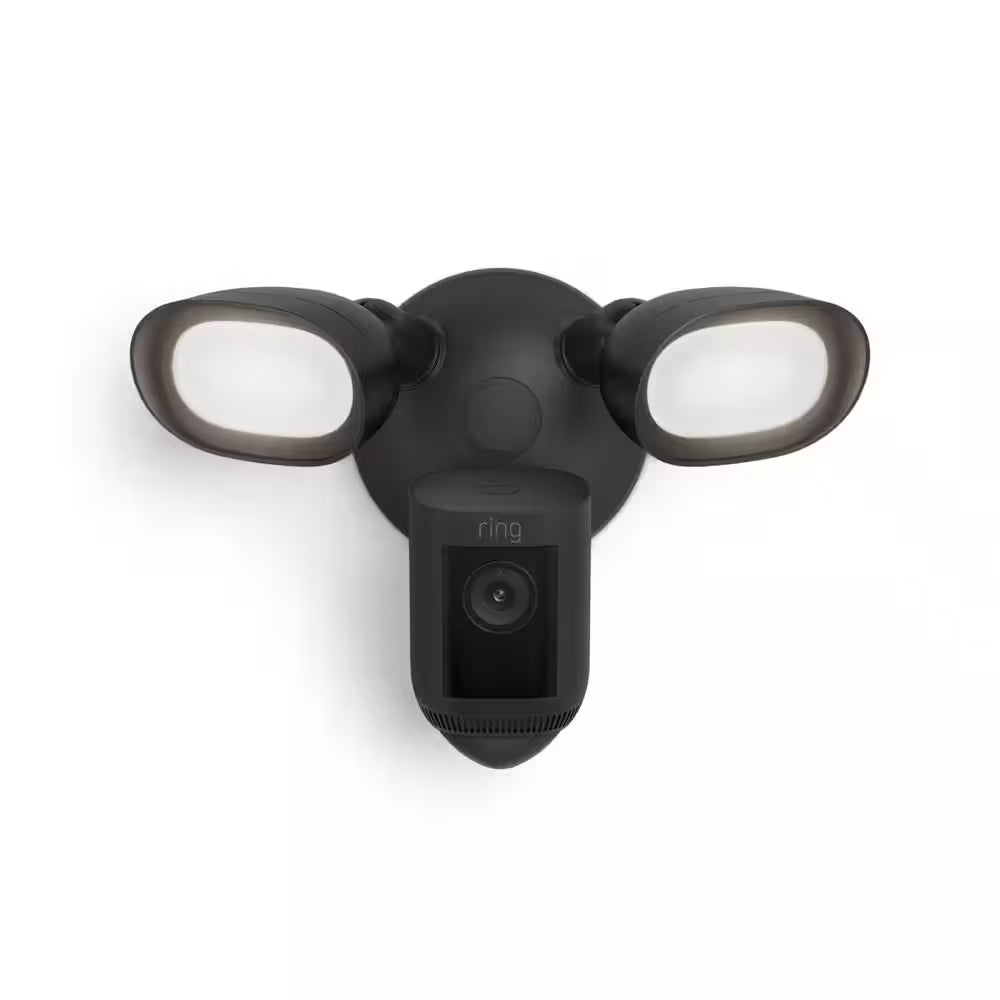 Floodlight Cam Pro Wired Security Camera with 2K Video,  Vision, 2 LED Lights, and 3D Motion Detection - Black