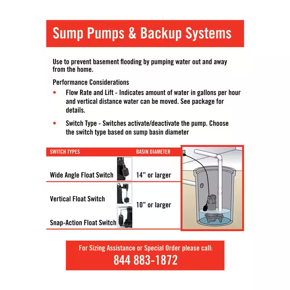1/2 HP Cast Iron Submersible Sump Pump
