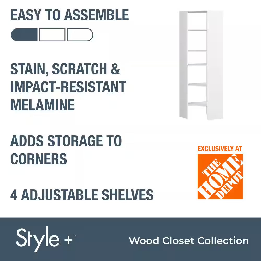 Style+ 25 In. W White Corner Wood Closet Tower