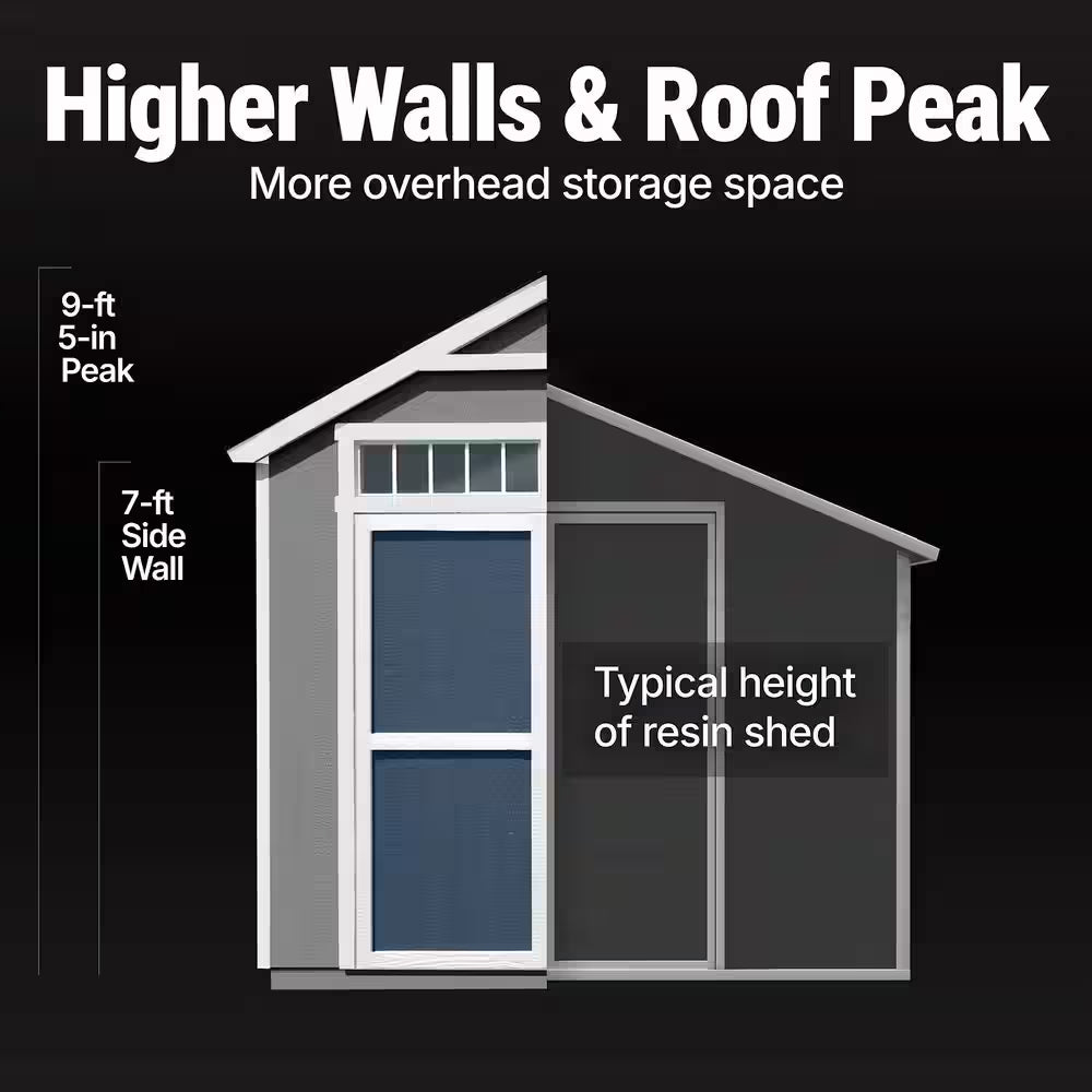 Assembly Included Majestic Deluxe 8 Ft. X 12 Ft. Wood Shed W/ Floor-Outdoor Storage W/ Gray Shingles (96 Sq. Ft.)