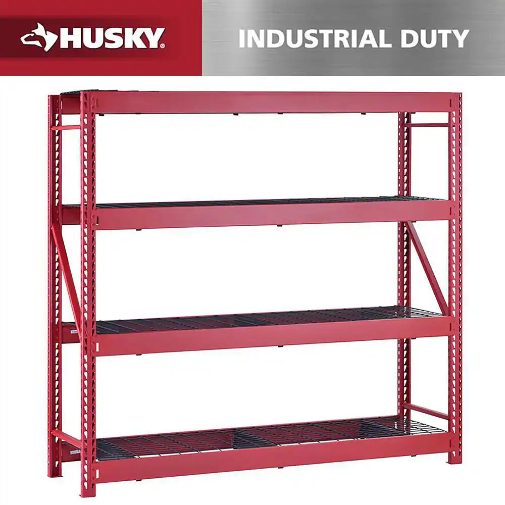 4-Shelf Metal Industrial Duty Freestanding Garage Storage Shelving Unit in Black (77 In. W X 72 In. H X 24 In. D)