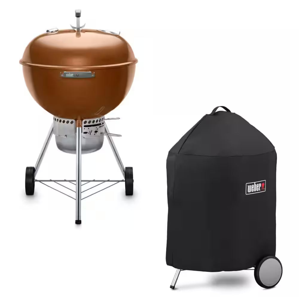 Original Kettle Premium 22 In. Charcoal Grill in Black with Built-In Thermometer with Premium Grill Cover